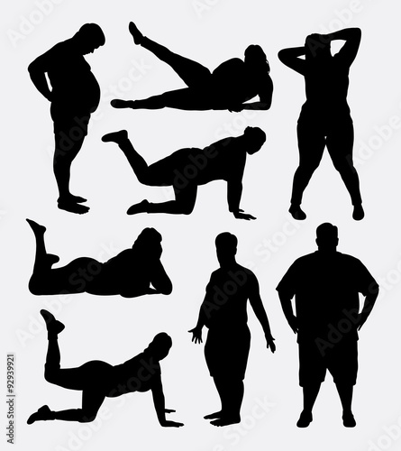 Fat people silhouettes. Good use for symbol, logo, web icon, mascot, or any design you want. Easy to use.