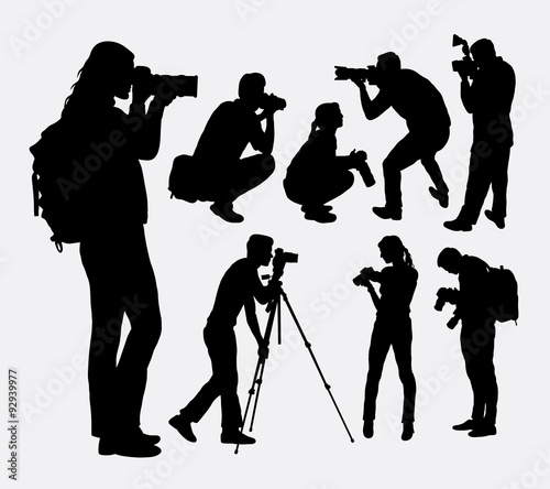 Photographer male and female silhouettes. Good use for symbol, logo, web icon, mascot, or any design you want. Easy to use.