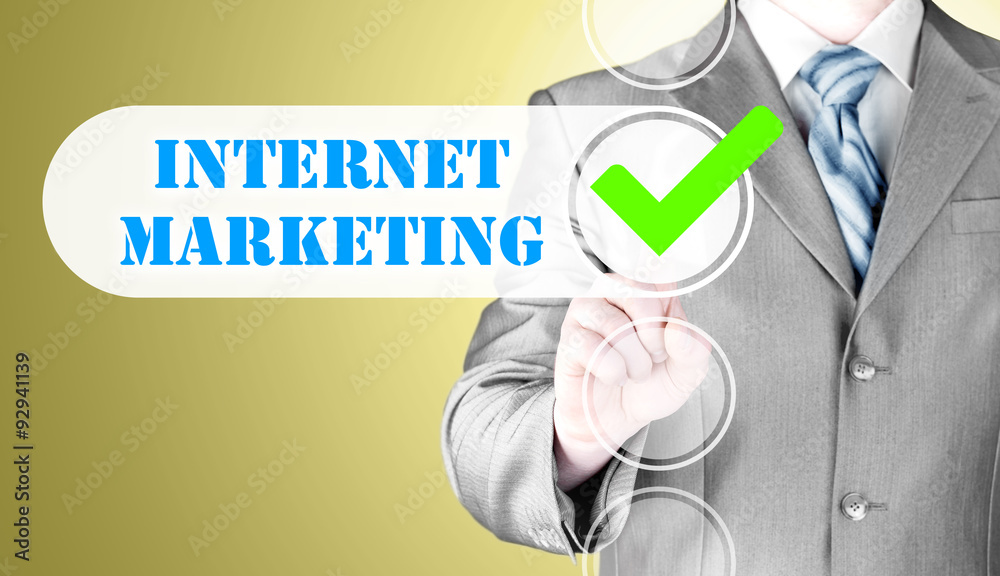business man pressing checkbox internet marketing business man pressing checkbox internet marketing