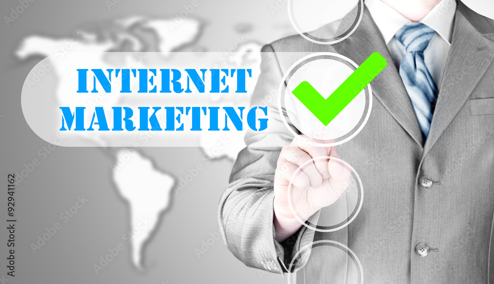 business man pressing checkbox internet marketing business man pressing checkbox internet marketing