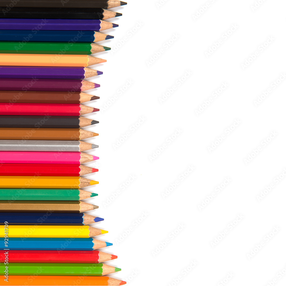 Colour pencils on white background Colour pencils on white background