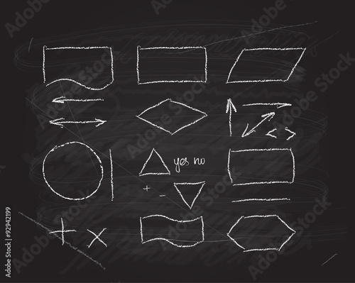 Vector flowcharts design elements on blackboard