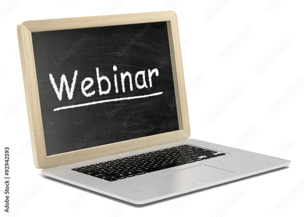 Laptop with chalkboard, webinar, online education concept Laptop with chalkboard, webinar, online education concept