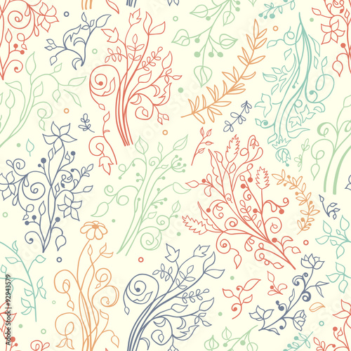Floral seamless pattern. Decorations, leaves, flower ornaments