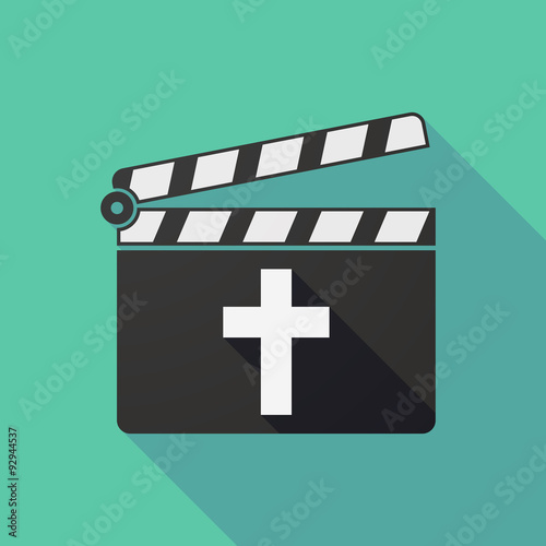 Long shadow clapper board with a christian cross