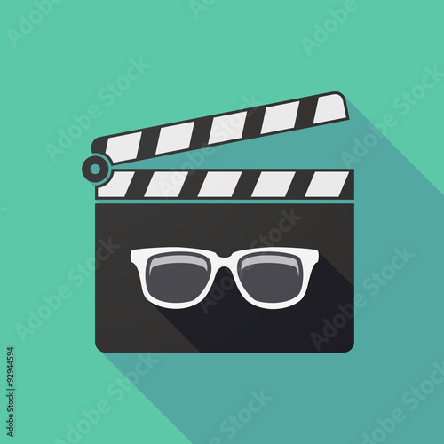 Long shadow clapper board with a glasses