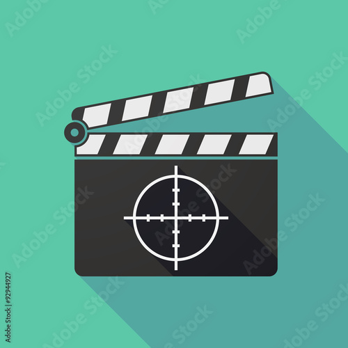 Long shadow clapper board with a crosshair