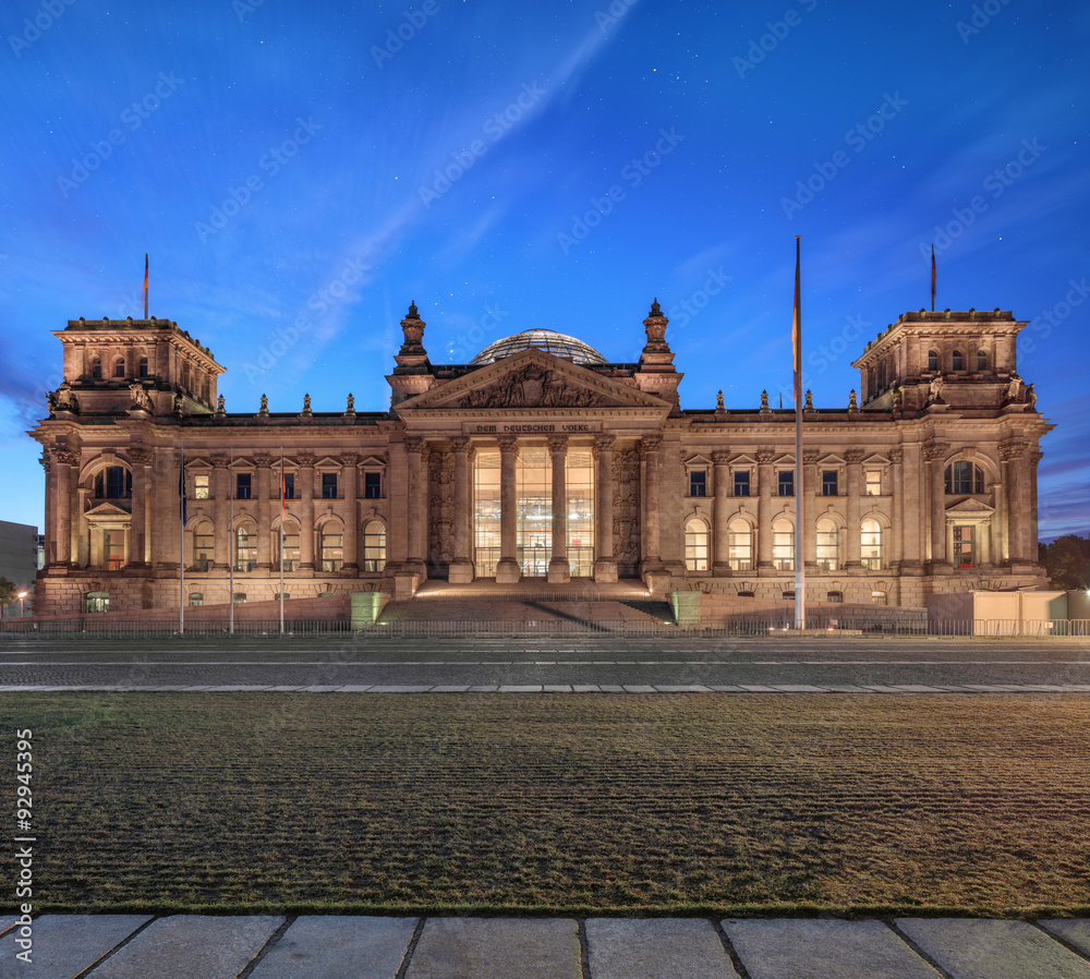 Reichstag building at night
