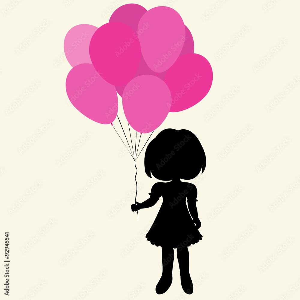 silhouette girl with balloons silhouette girl with balloons