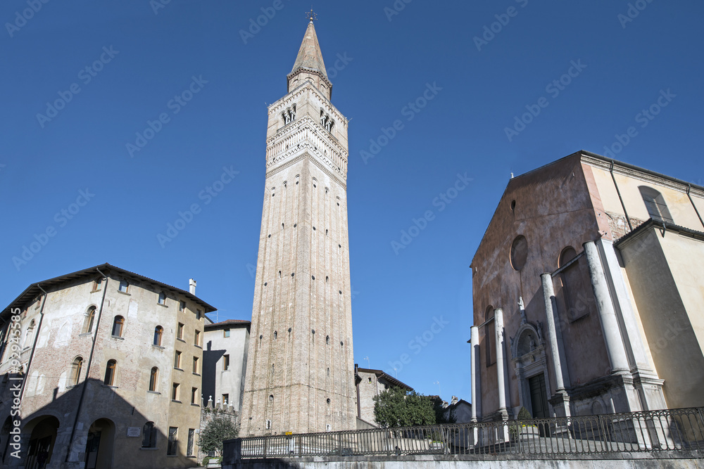 Obraz premium Piazza San Marco a Pordenone con il Duomo ed il Campanile- panorama
