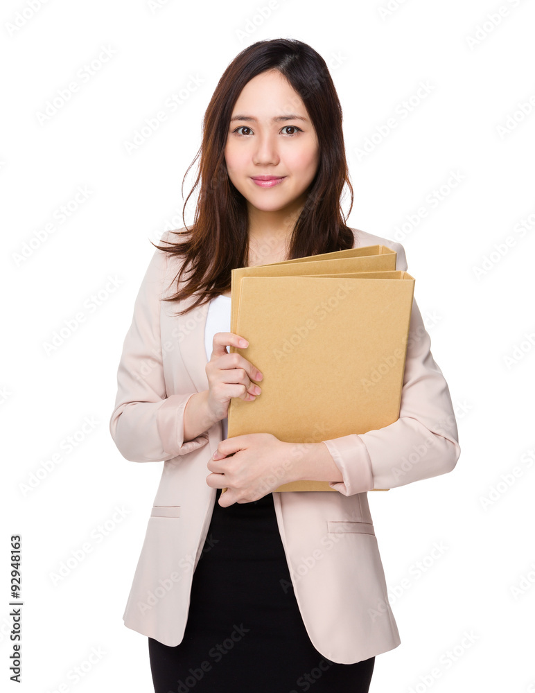 Asian young businesswoman hold with folder Asian young businesswoman hold with folder