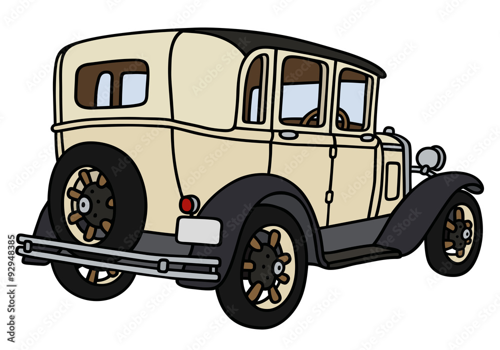 Vintage cream limousine / Hand drawing, not a real model