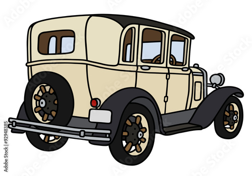 Vintage cream limousine / Hand drawing, not a real model