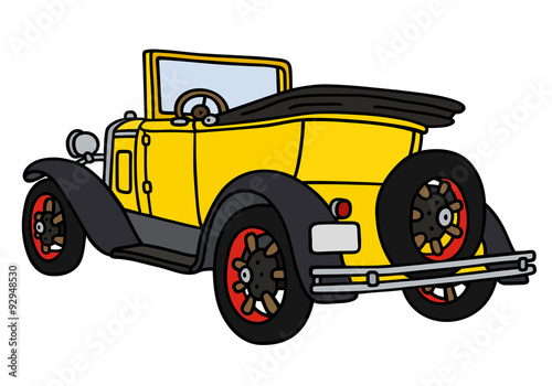Vintage yellow cabriolet / Hand drawing, not a real model