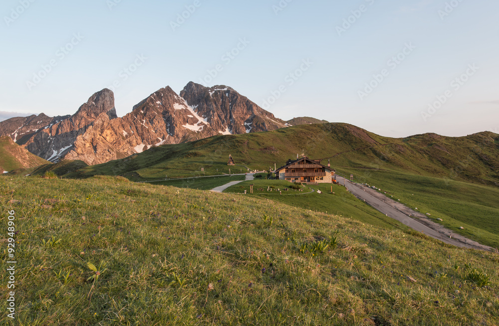 Fototapeta premium Mountain Panorama of the Dolomites as viewed from passo di Giau