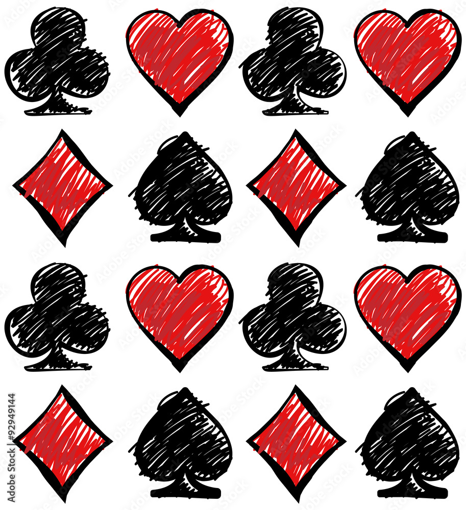 Four card suits. Cards deck pattern. Four card suits. Cards deck pattern.