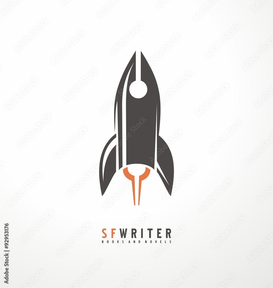 Creative symbol concept with pen and rocket Creative symbol concept with pen and rocket