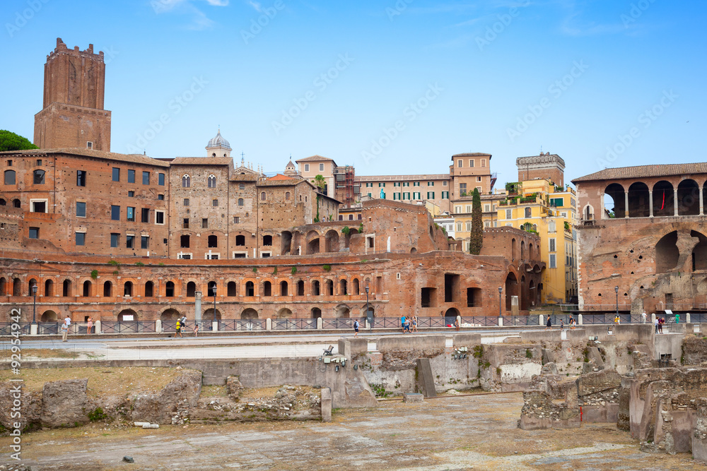 Remains of ancient Imperial forums in Rome, Italy