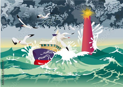 Un bateau dans la tempête