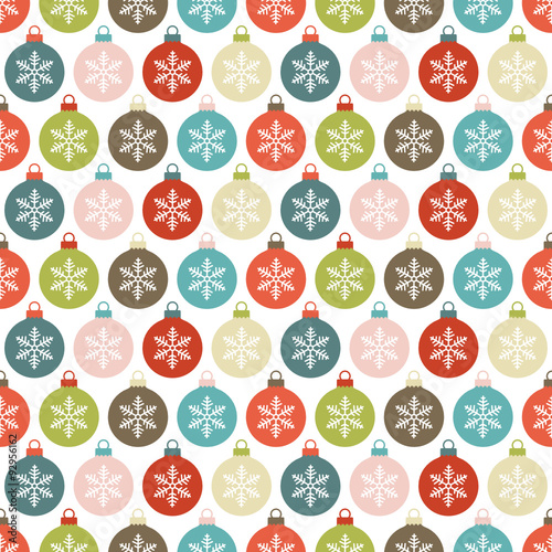 Seamless Pattern Christmas Balls Snowflakes Retro