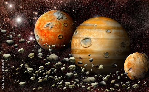 Fototapeta planet in the asteroid belt