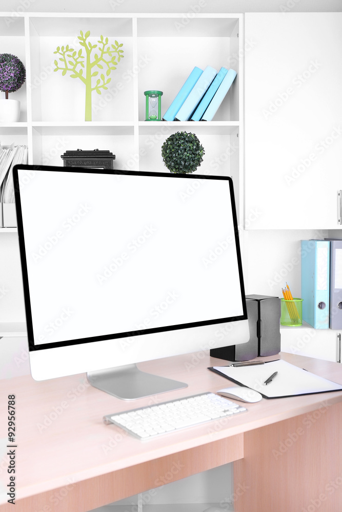 Office workplace with modern computer