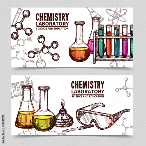 Chemistry Laboratory Sketch Banners