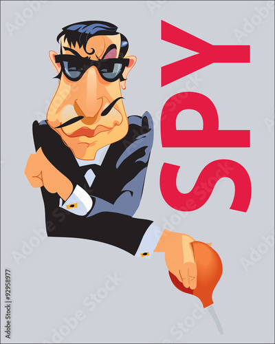 Comic spy cartoon alerts. Vector