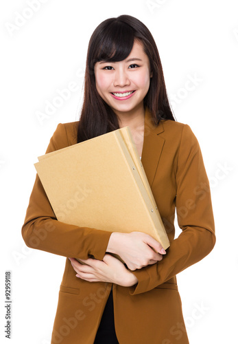 Young businesswoman hold with folder