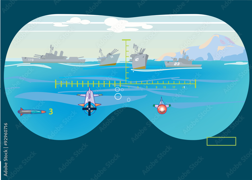 Naklejka premium Sea fight game simulator. Vector