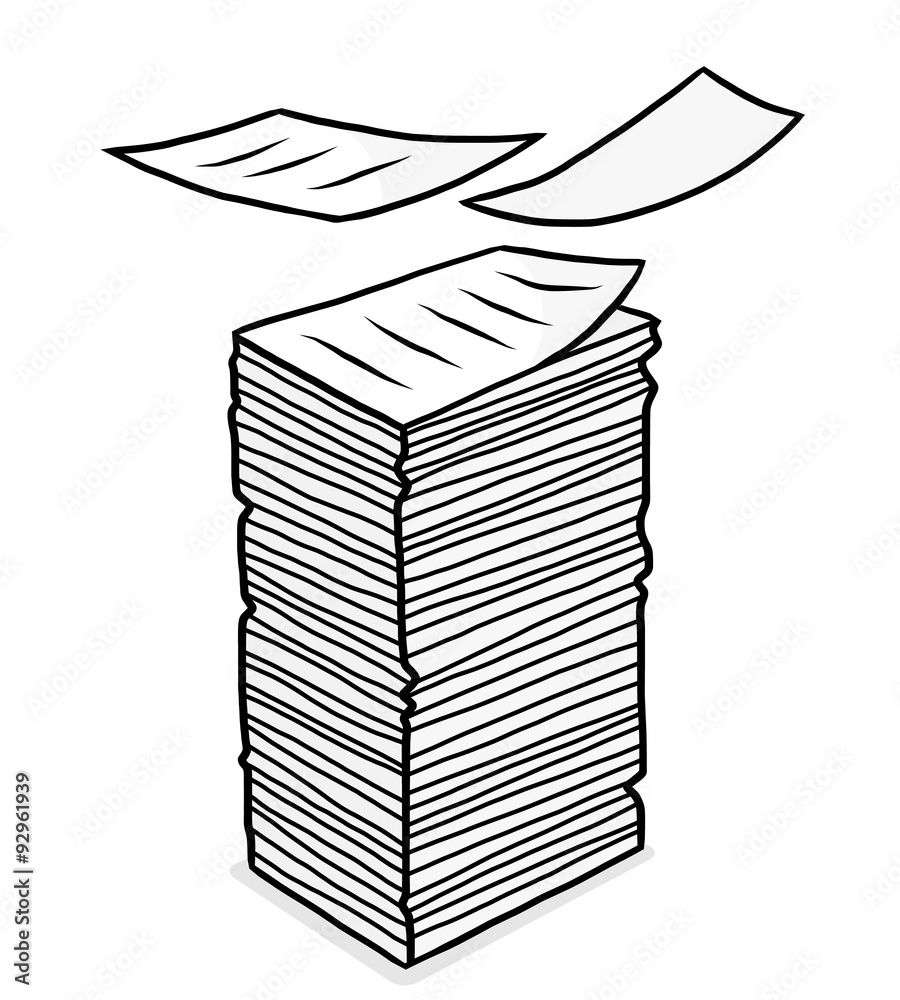 stack of paper / cartoon vector and illustration, grayscale, hand drawn  style, isolated on white background. Stock Vector | Adobe Stock