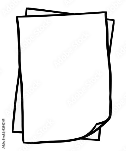two blank paper / cartoon vector and illustration, black and white, hand drawn, sketch style, isolated on white background.