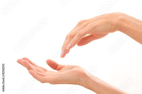 Two woman's hands demonstrating life situations