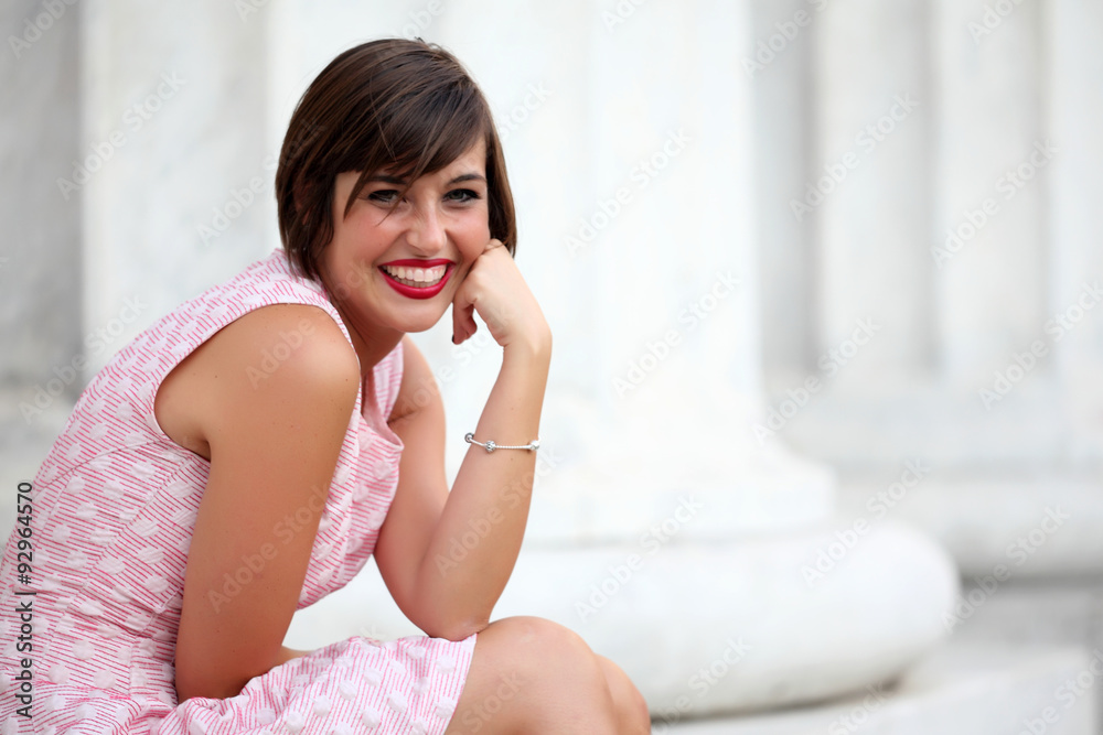 Portrait of smiling girl in urban background Portrait of smiling girl in urban background