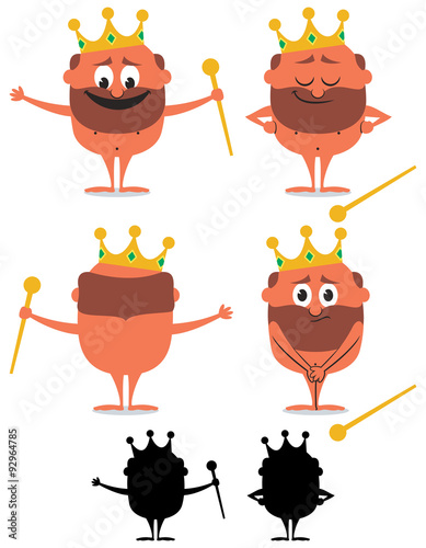 Naked Emperor / Cartoon naked emperor over white background in 6 versions.
