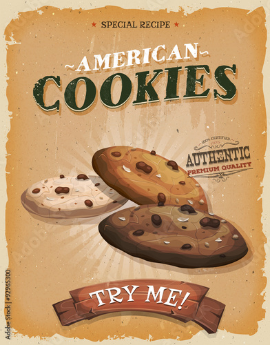 Grunge And Vintage American Cookies Poster