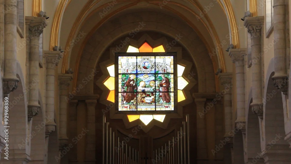 Stainedglass window. Church of the Nativity in Bethlehem, Palestinian