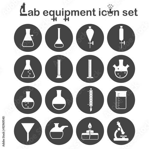 Lab equipment icon set