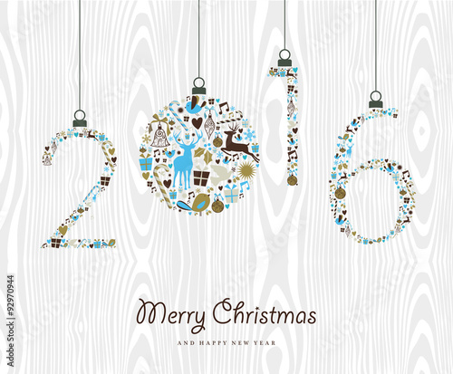 Merry Christmas Happy new year 2016 retro ornament