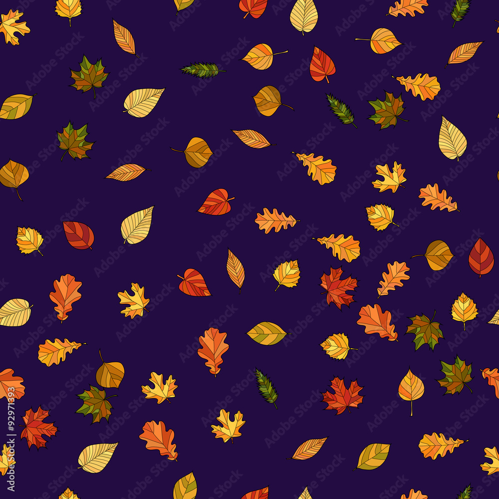 abstract vector doodle autumn leaves seamless pattern abstract vector doodle autumn leaves seamless pattern