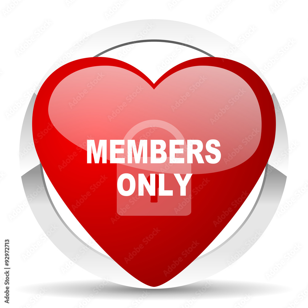 members only red heart valentine icon on white background members only red heart valentine icon on white background