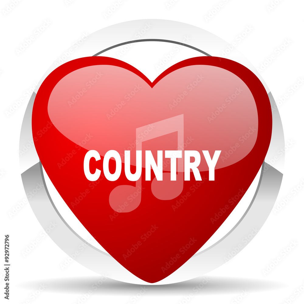 music country red heart valentine icon on white background music country red heart valentine icon on white background