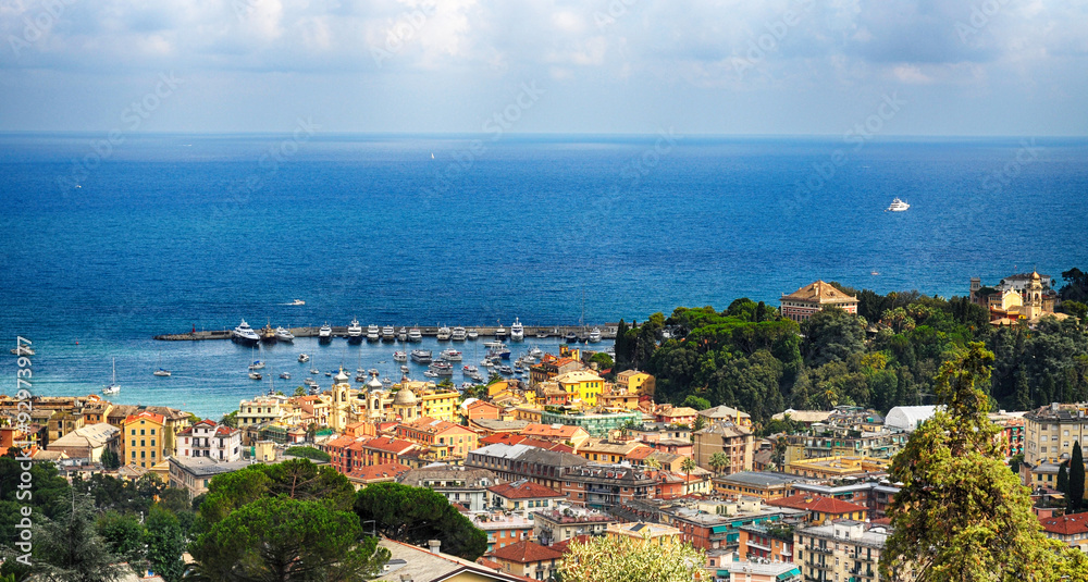 City and port of Santa Margherita Ligure by the ligurian sea in liguria, italy