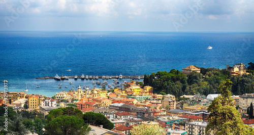 City and port of Santa Margherita Ligure by the ligurian sea in liguria, italy © annavee