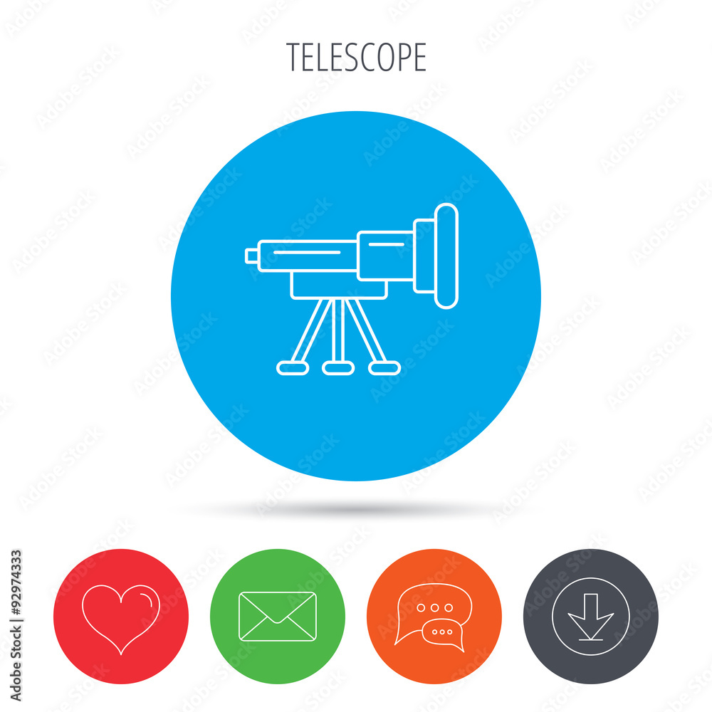 Telescope icon. Spyglass sign. Telescope icon. Spyglass sign.