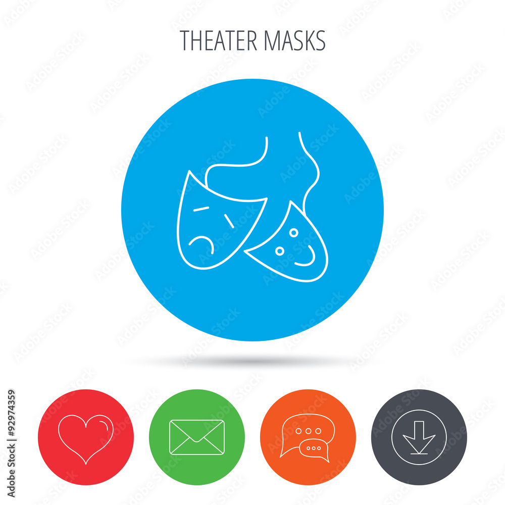 Theater masks icon. Drama and comedy sign. Theater masks icon. Drama and comedy sign.