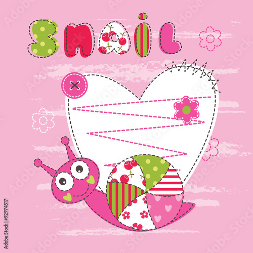 Cute baby background with snail
