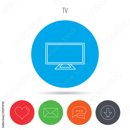 Lcd tv icon. Led monitor sign.