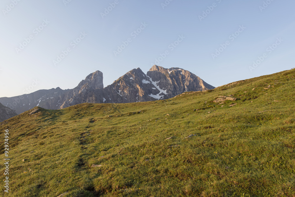 Obraz premium Mountain Panorama of the Dolomites as viewed from passo di Giau