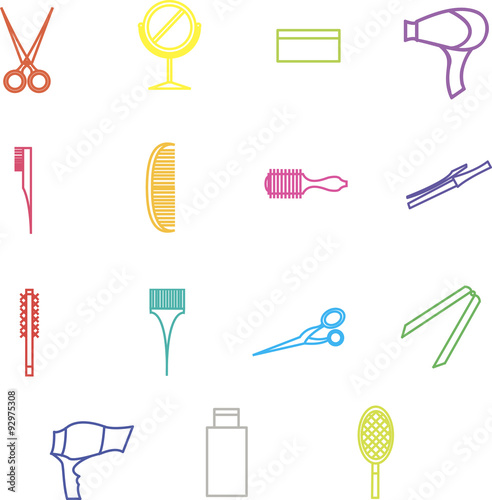Decor elements for design barber shop, beauty salon, hair care a